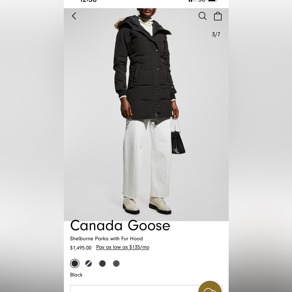 Canada goose Black trim fur coat